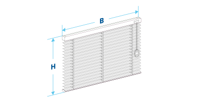 Breiten- und Höhenkennzeichnung an einer Jalousie