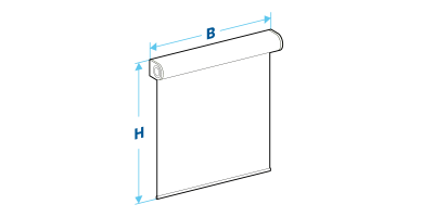 Breiten- und Höhenkennzeichnung Rollo